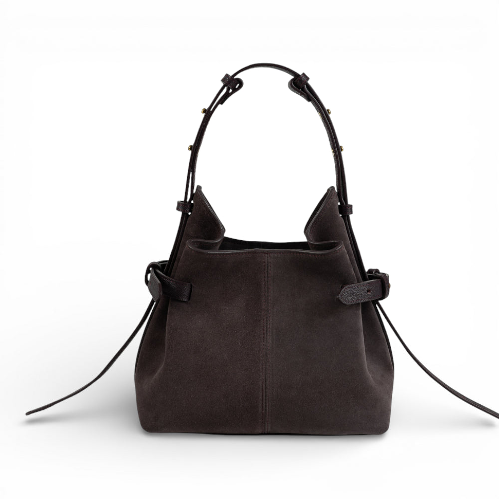 Geanta din piele întoarsă Plum (Mov prafuit) Suede MICRO BOUCLE