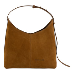 Geanta din piele naturala Camel suede Thianna