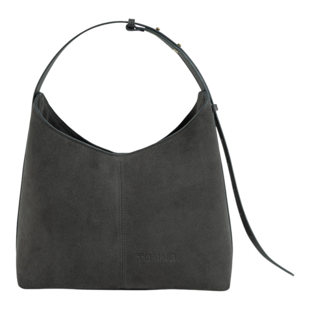 Geanta din piele naturala Grey suede Thianna