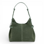 Geanta  din piele întoarsă  Verde Birch Suede Medium Boucle