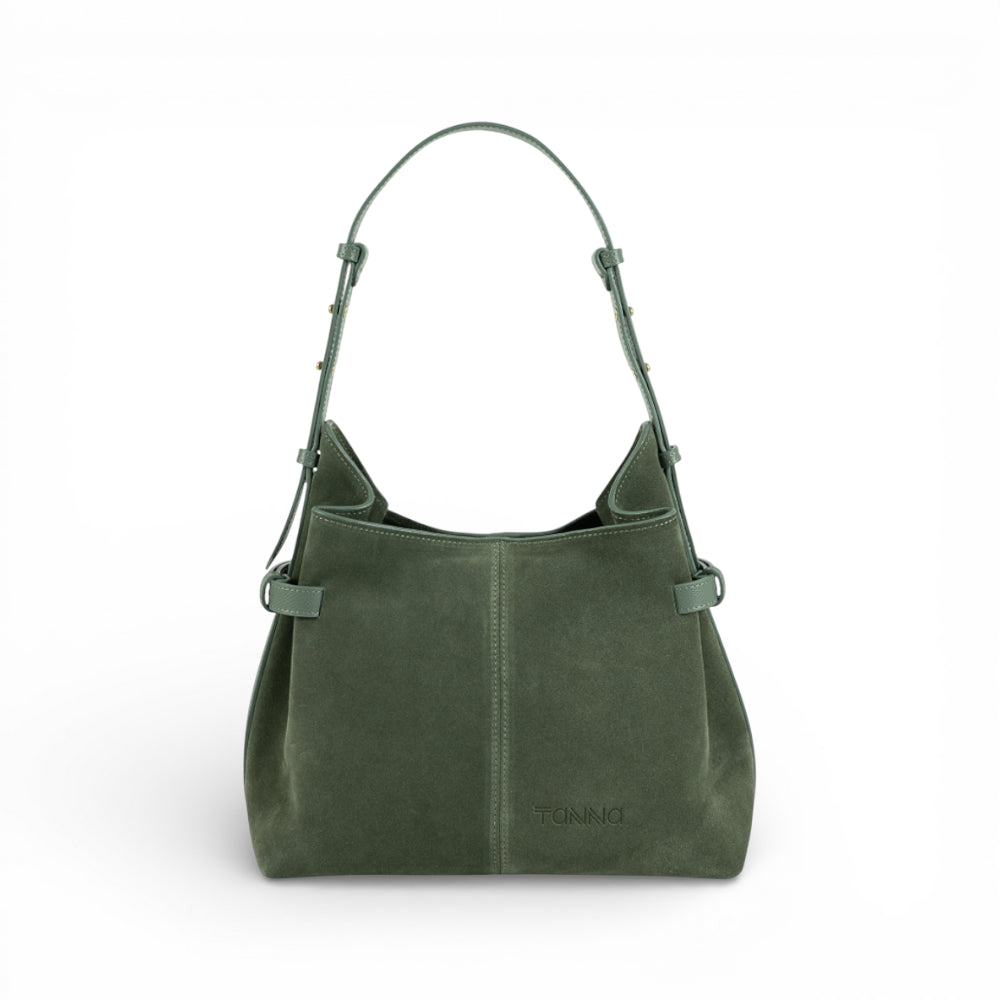 Geanta  din piele întoarsă  Verde Birch Suede Medium Boucle Imagine principală a produsului