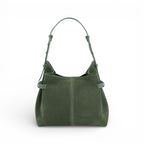 Geanta  din piele întoarsă  Verde Birch Suede Medium Boucle