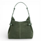 Geanta  din piele întoarsă  Verde Birch Suede Medium Boucle