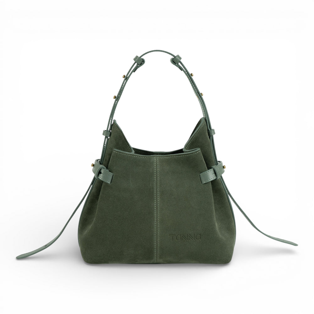 Geanta  din piele întoarsă  Verde Birch Suede Micro Boucle Imagine principală a produsului