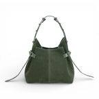 Geanta  din piele întoarsă  Verde Birch Suede Micro Boucle