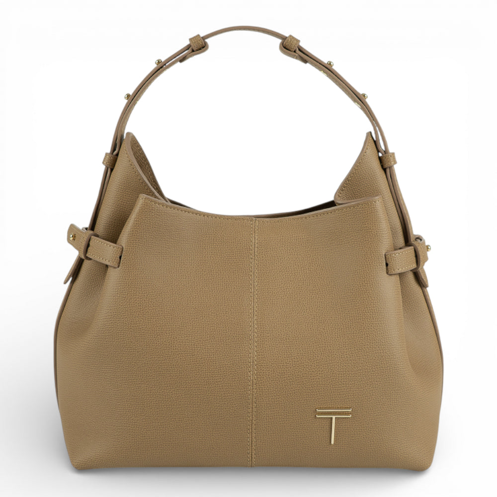 Geanta  din piele întoarsă Cappuccino Parmellato Medium Boucle