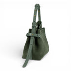 Geanta  din piele întoarsă  Verde Birch Suede Micro Boucle