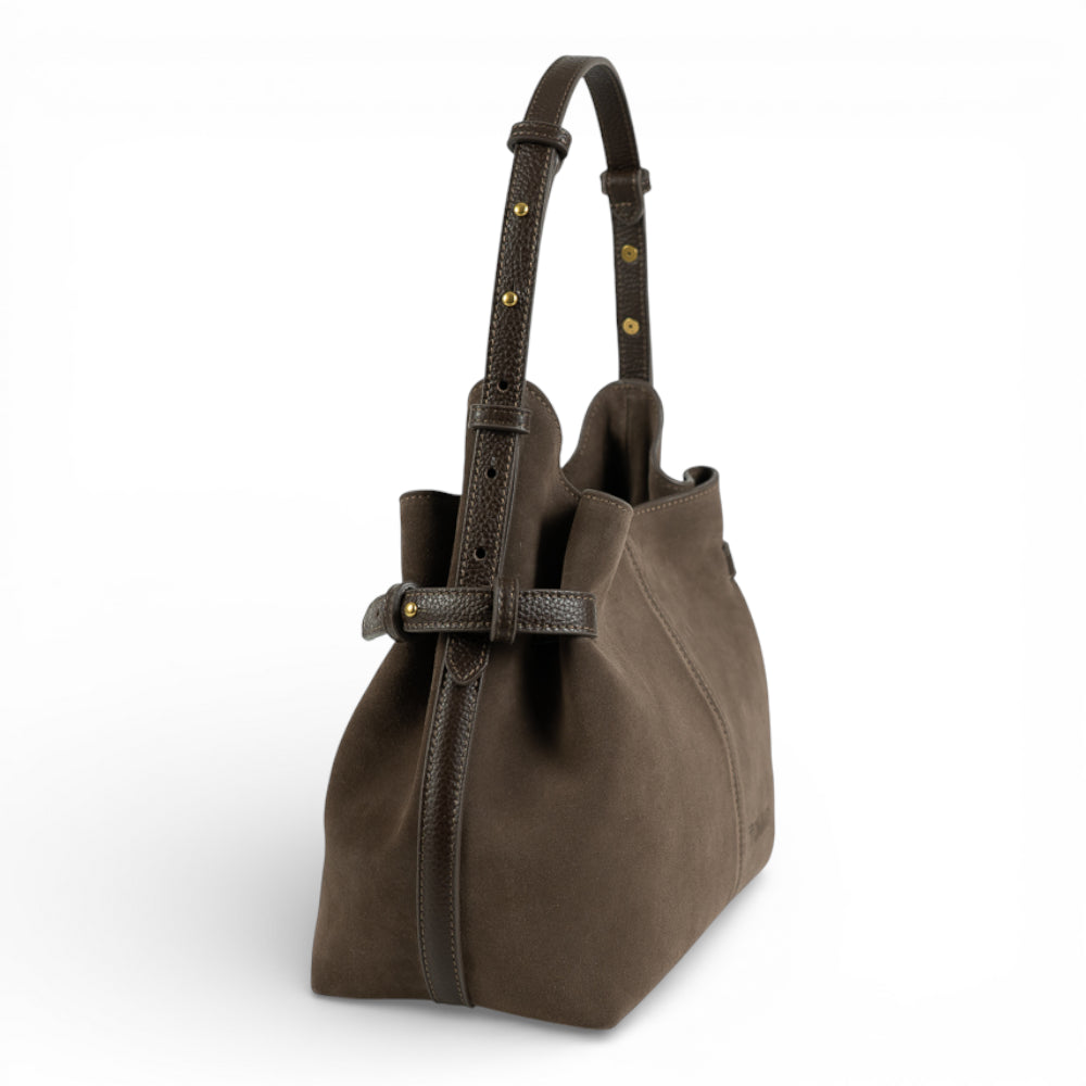 Geanta din piele întoarsă Praline Suede MICRO BOUCLE