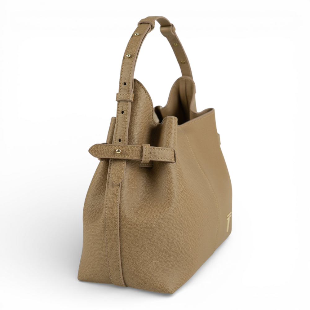 Geanta  din piele întoarsă Cappuccino Parmellato Medium Boucle