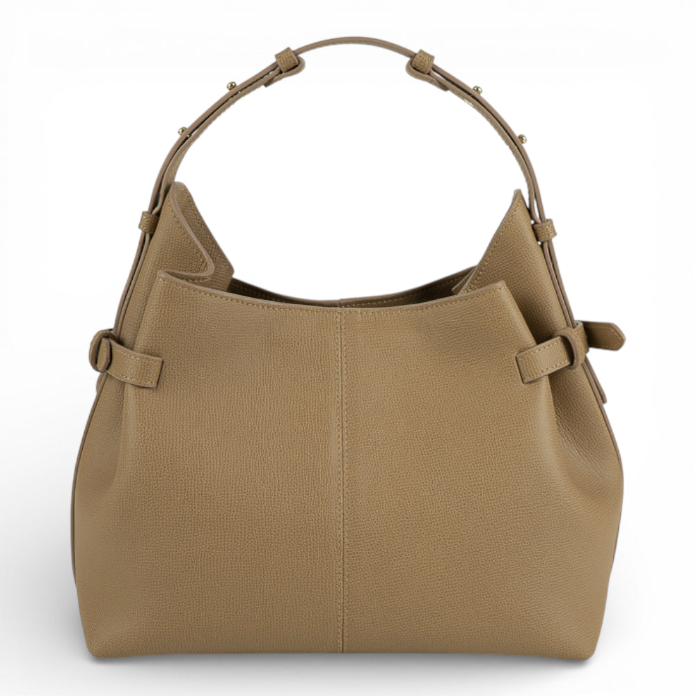 Geanta  din piele întoarsă Cappuccino Parmellato Medium Boucle