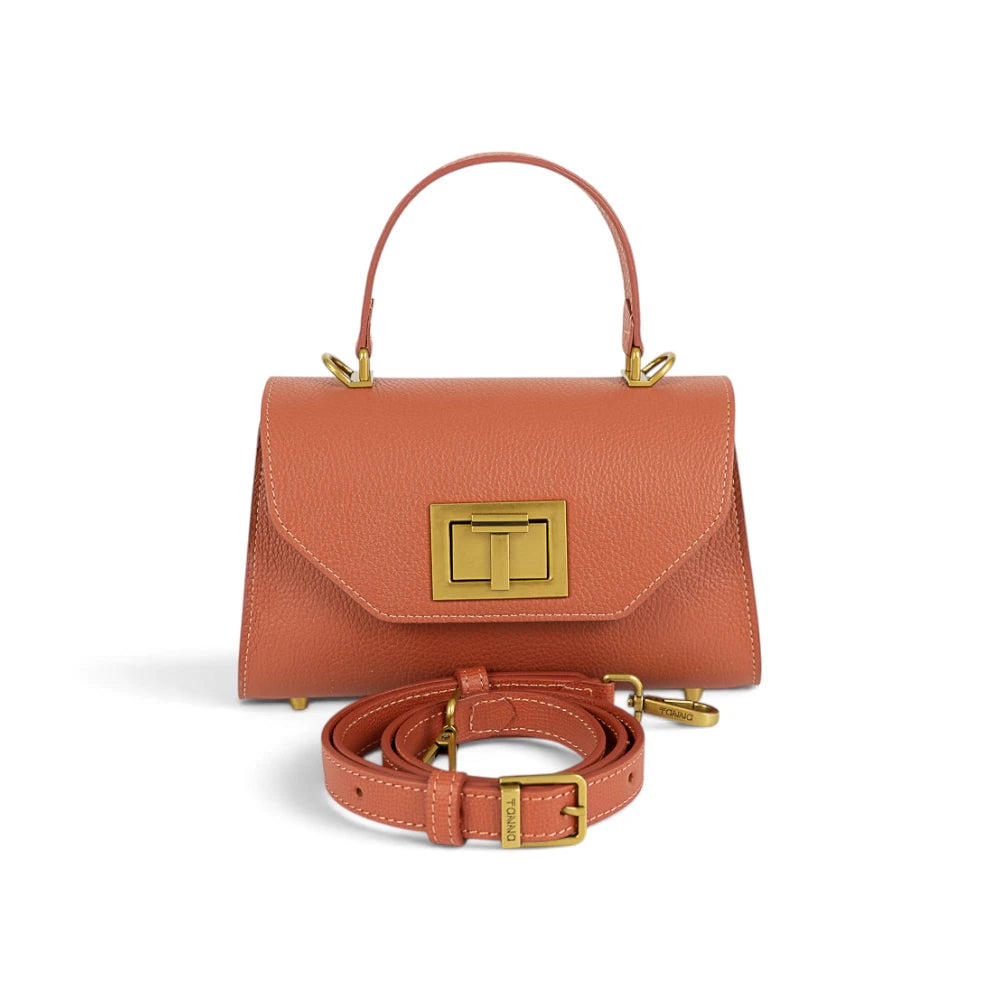 Geanta din piele naturala Terracota Bizonata Mini Grace Imagine secundară a produsului