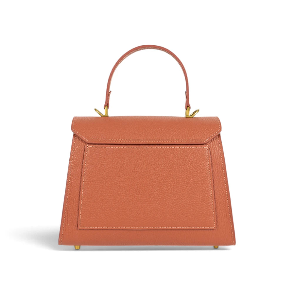 Geanta din piele naturala Terracota Bisonata Maxi Grace