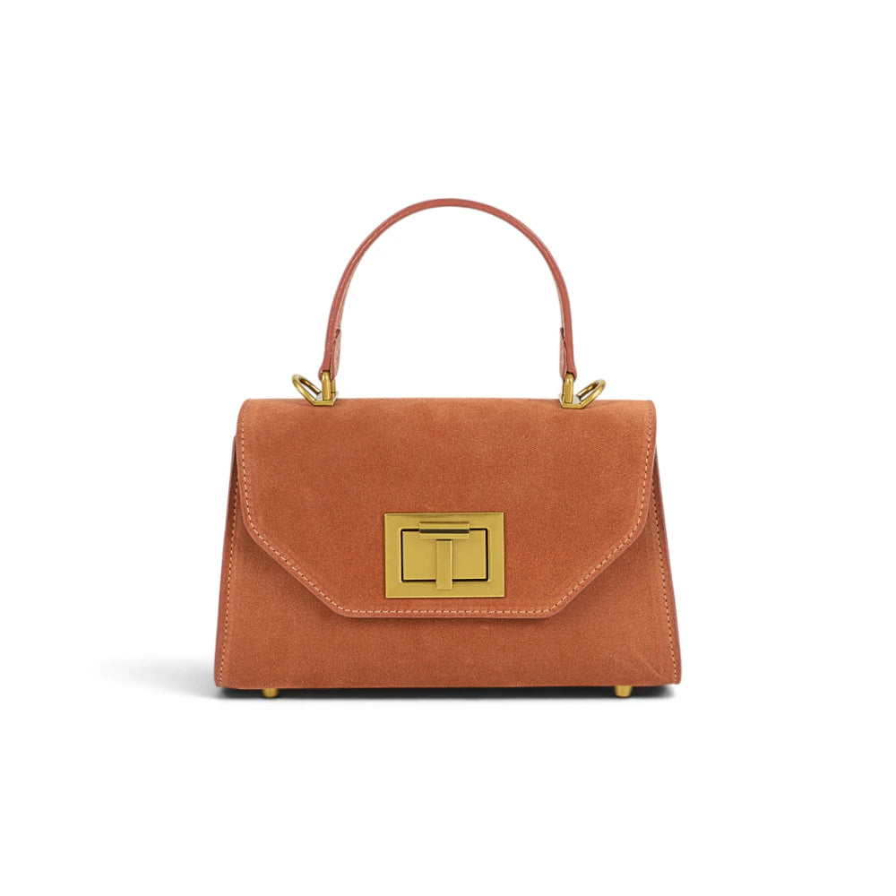 Geanta din piele naturala Terracota suede Mini Grace Imagine principală a produsului