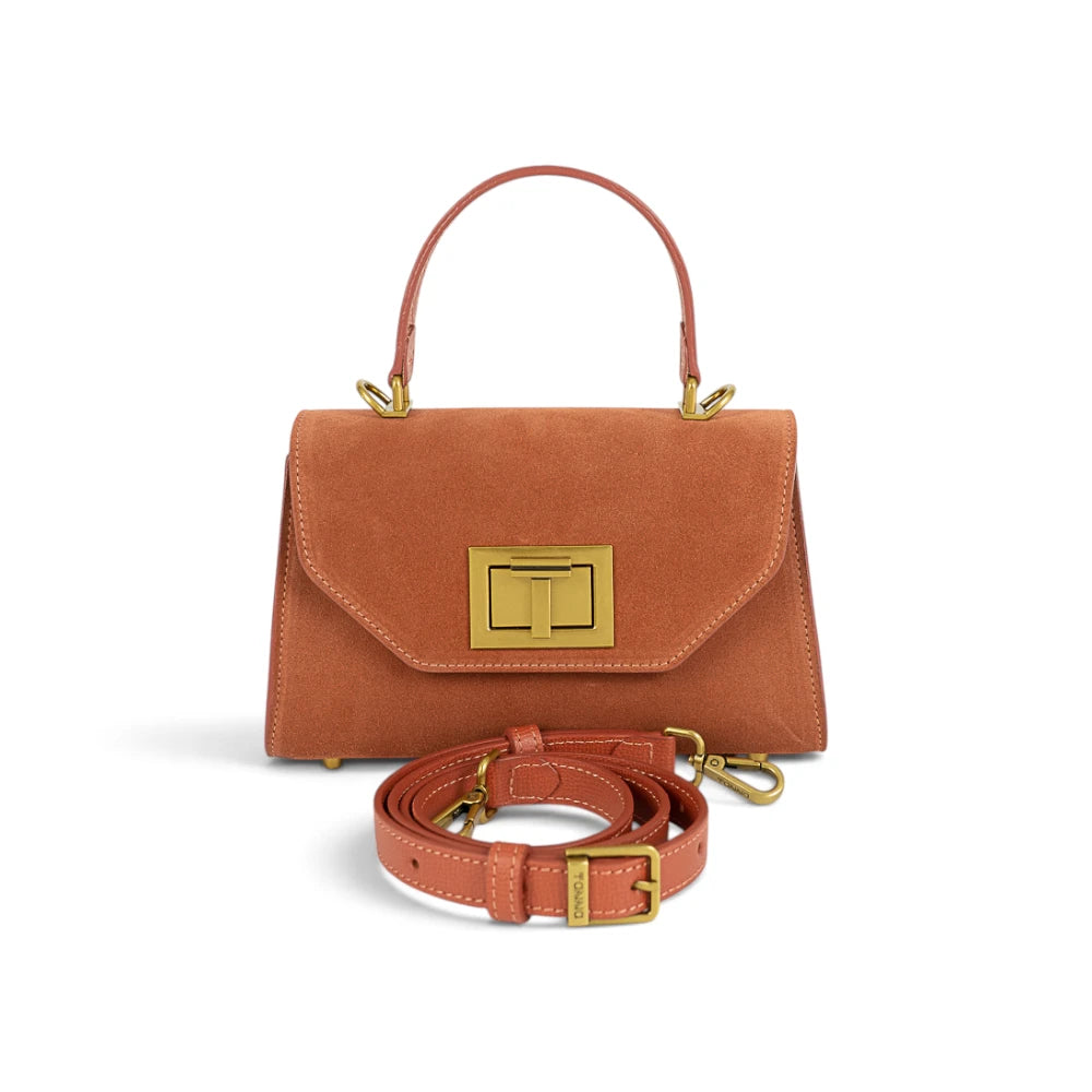Geanta din piele naturala Terracota suede Mini Grace Imagine secundară a produsului