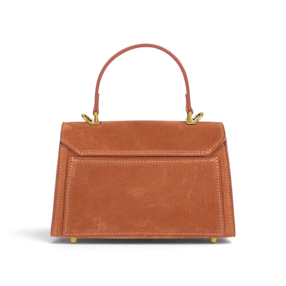 Geanta din piele naturala Terracota suede Mini Grace