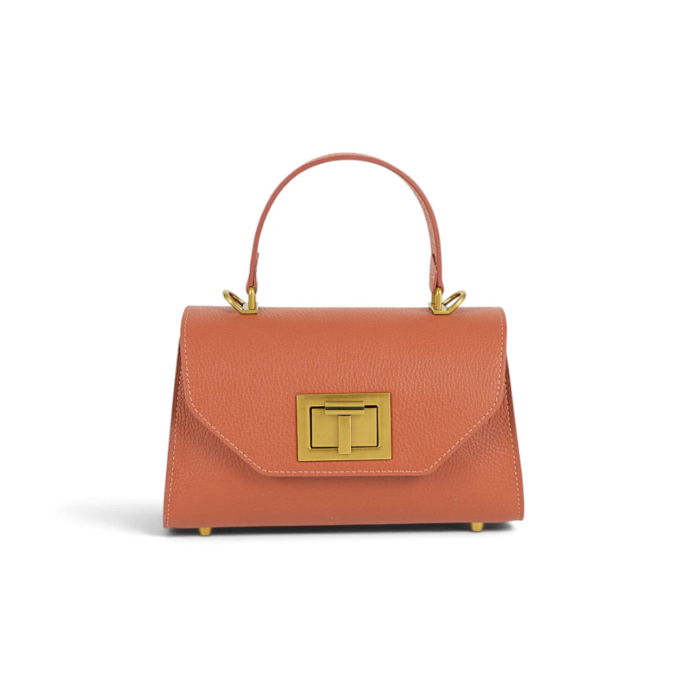 Geanta din piele naturala Terracota Bizonata Mini Grace Imagine principală a produsului