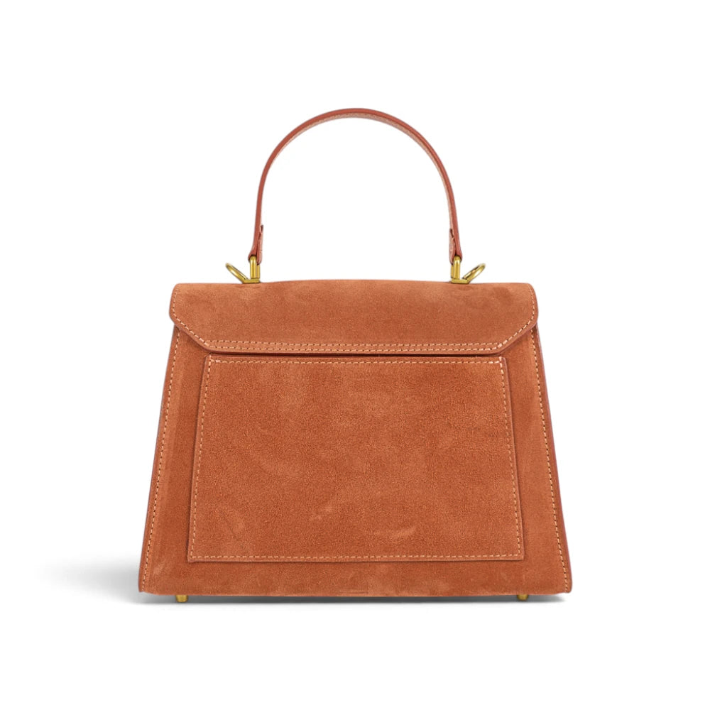 Geanta din piele naturala Terracota Suede Maxi Grace