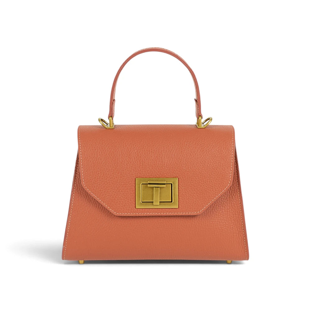 Geanta din piele naturala Terracota Bisonata Maxi Grace Imagine principală a produsului