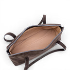 Geanta din piele naturala  suede Maro Ciocolata Naila Baquette