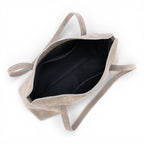 Geanta din piele naturala  suede Taupe Naila Baquette