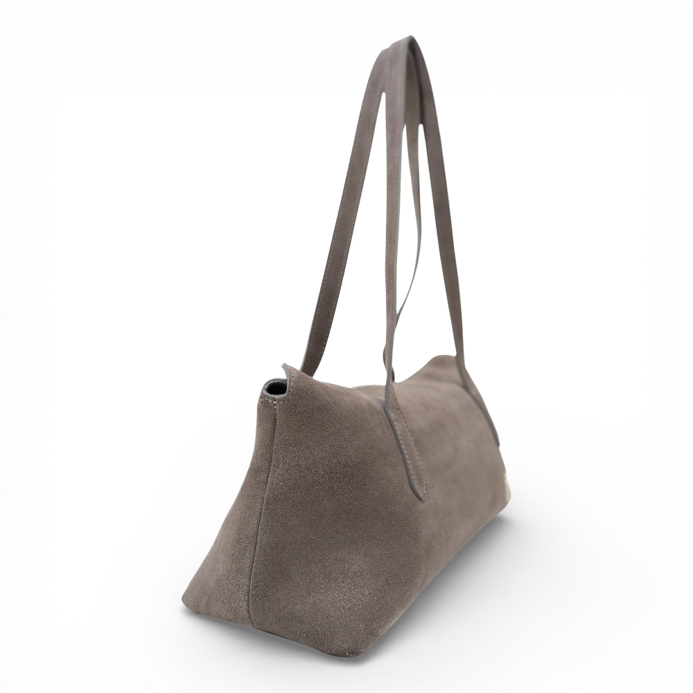 Geanta din piele naturala  suede Taupe Naila Baquette Imagine secundară a produsului