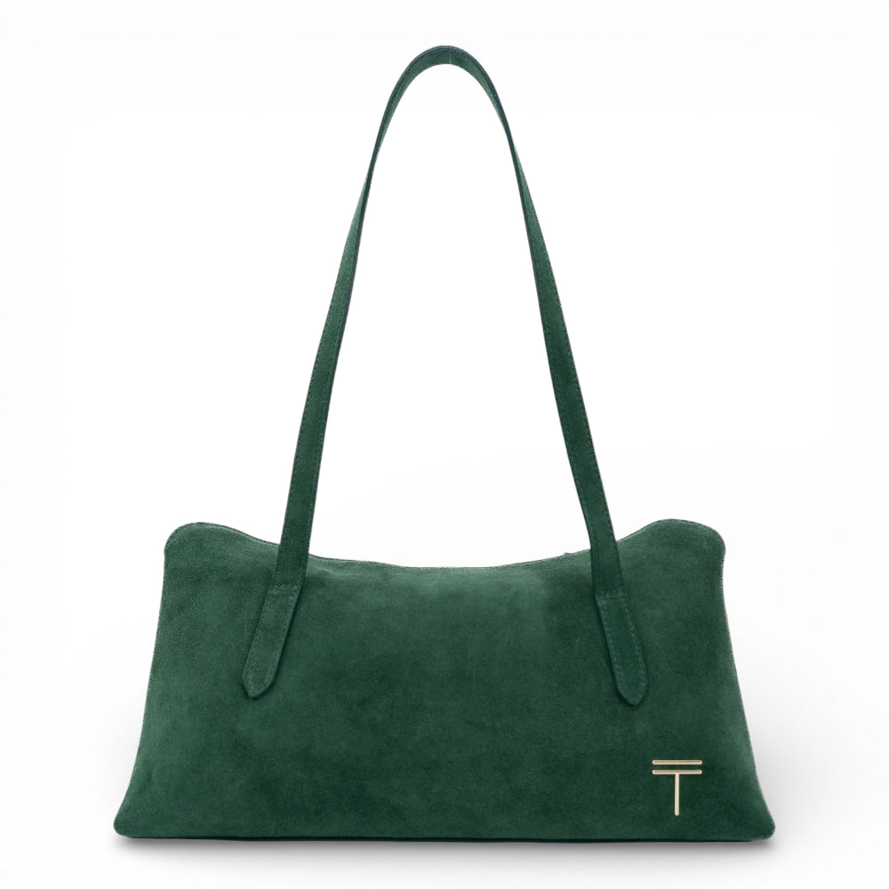 Geanta din piele naturala  suede Verde Naila Baquette Imagine principală a produsului