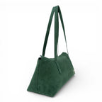 Geanta din piele naturala  suede Verde Naila Baquette
