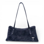 Geanta din piele naturala  suede Bleumarin Naila Baquette