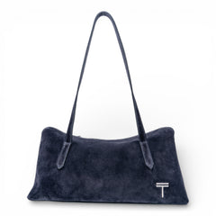 Geanta din piele naturala  suede Bleumarin Naila Baquette