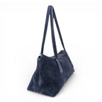 Geanta din piele naturala  suede Bleumarin Naila Baquette