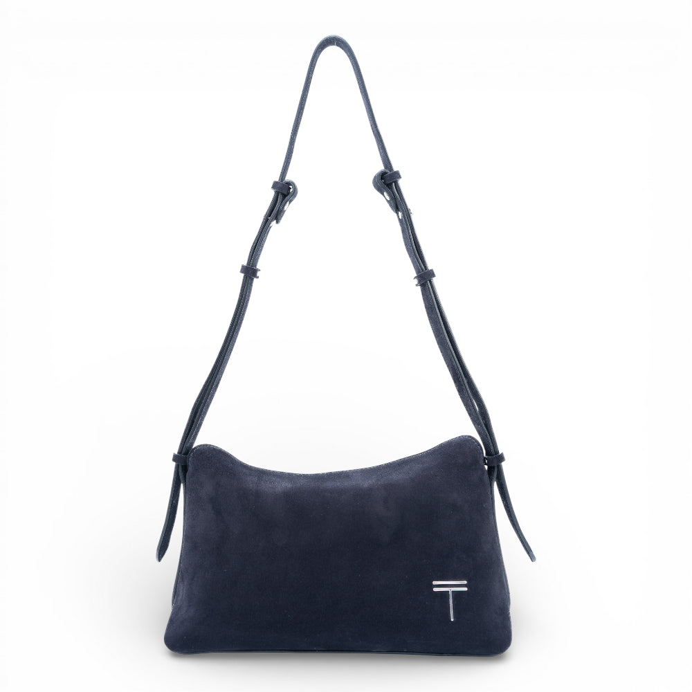 Geanta  din piele naturala Bleumarin suede London Imagine principală a produsului