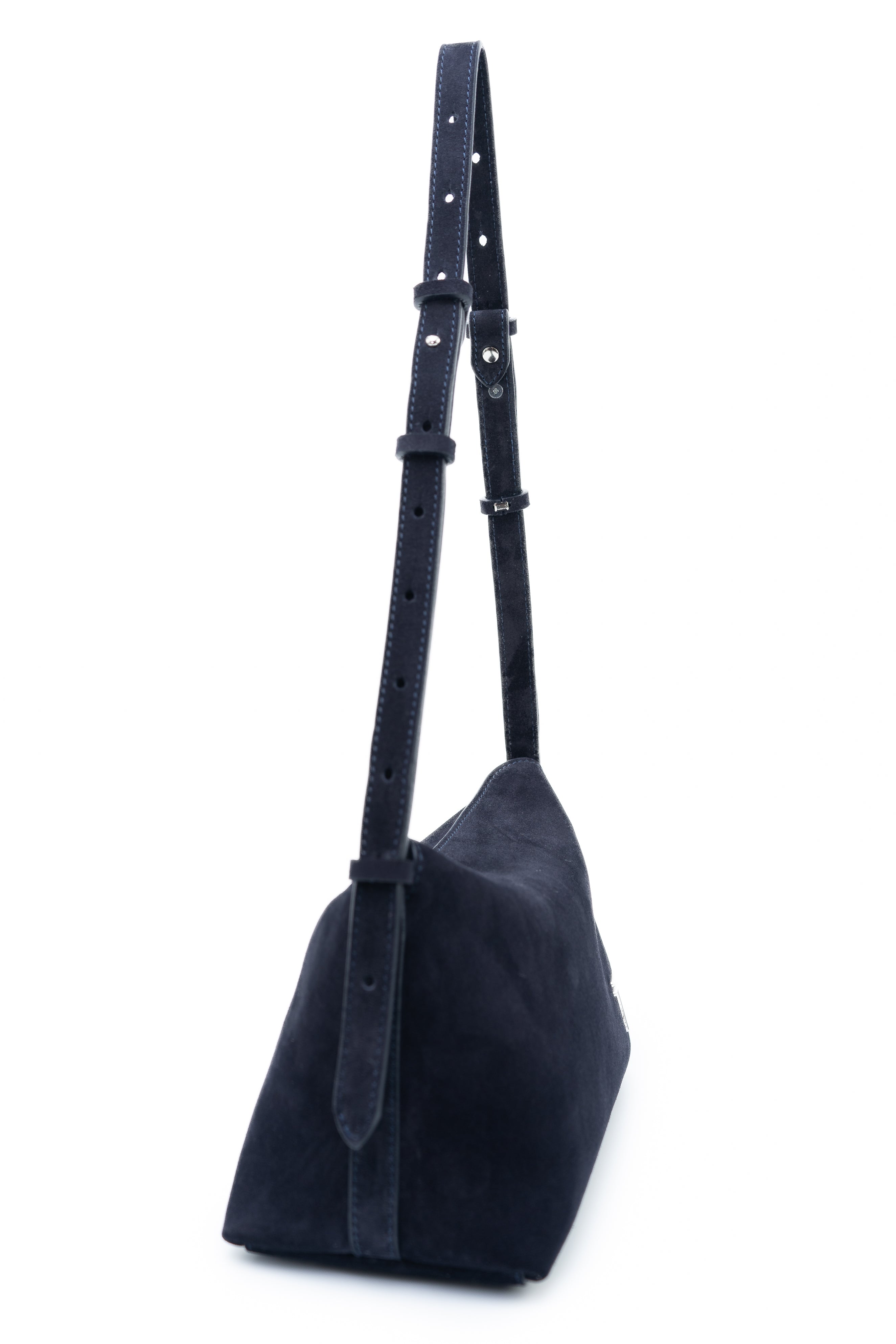 Geanta  din piele naturala Bleumarin suede London Imagine secundară a produsului