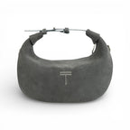 Geanta din piele naturala Gri Suede Mini Moon