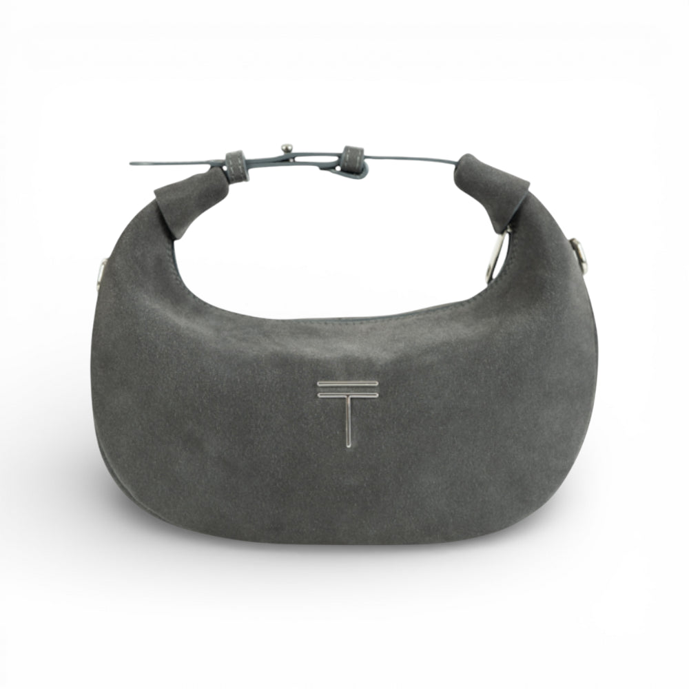 Geanta din piele naturala Gri Suede Mini Moon