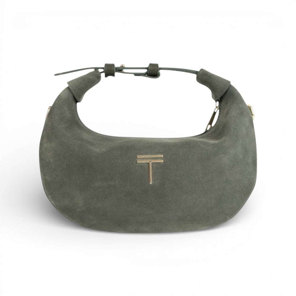 Geanta din piele naturala Olive Suede Mini Moon