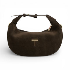 Geanta  din piele naturala Chocolate suede Mini Moon