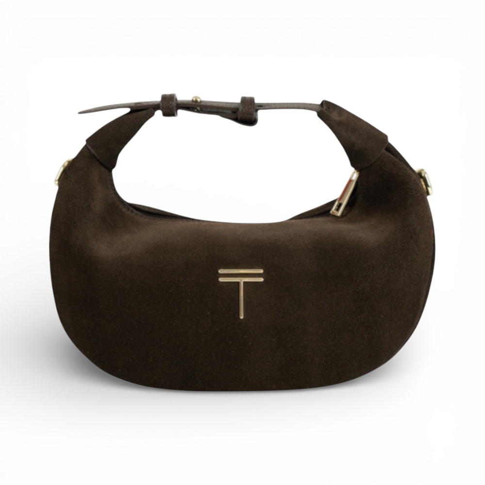 Geanta  din piele naturala Chocolate suede Mini Moon