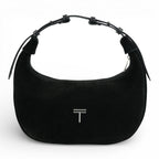 Geanta din piele naturala Negru Suede Moon Medium