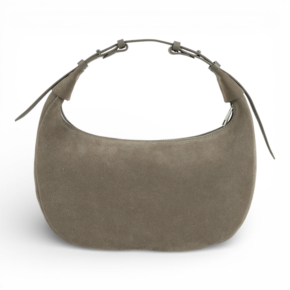 Geanta din piele naturala Taupe Suede Moon Medium