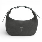 Geanta din piele naturala Gri Suede Moon Medium