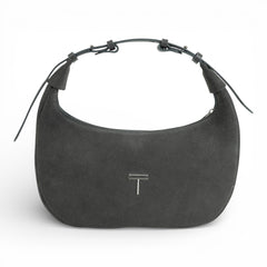 Geanta din piele naturala Gri Suede Moon Medium