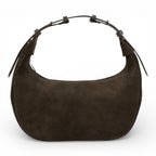 Geanta din piele naturala Espresso suede Moon Medium