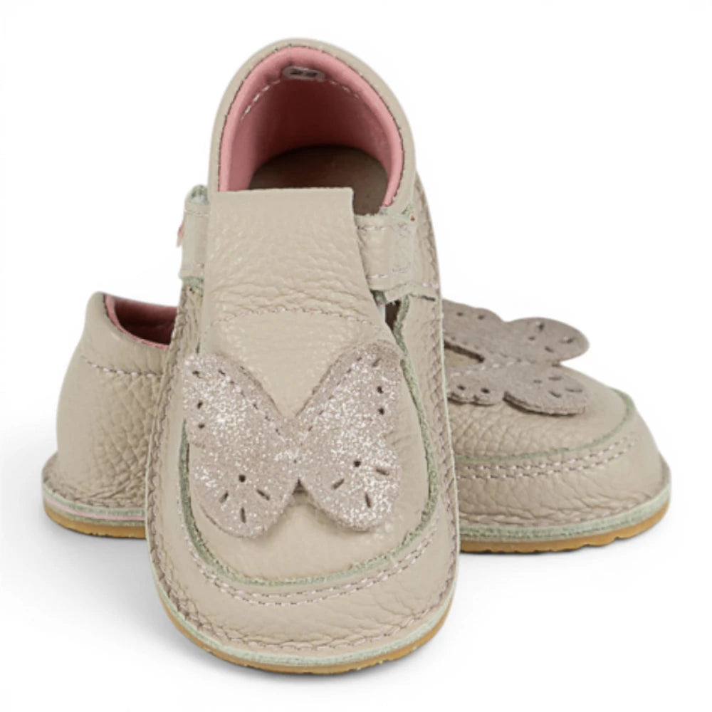 Pantofi barefoot din piele naturala Crem rose  Fluturas Imagine principală a produsului