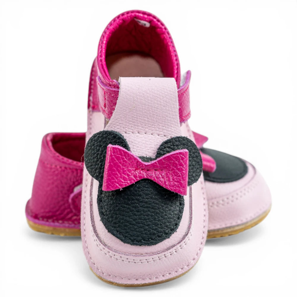 Pantofi barefoot din piele naturala Roz -fuxia Minnie Imagine principală a produsului