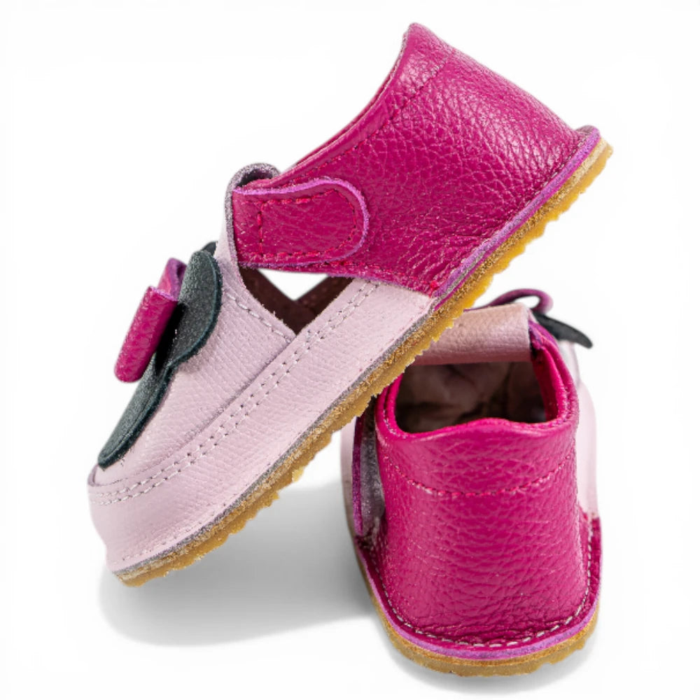 Pantofi barefoot din piele naturala Roz -fuxia Minnie