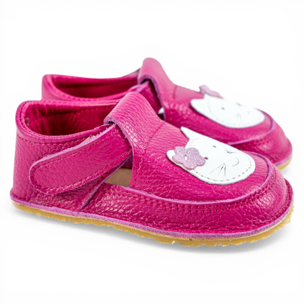 Pantofi barefoot din piele naturala Fuxia Pisicuta