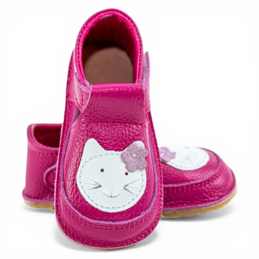 Pantofi barefoot din piele naturala Fuxia Pisicuta Imagine principală a produsului