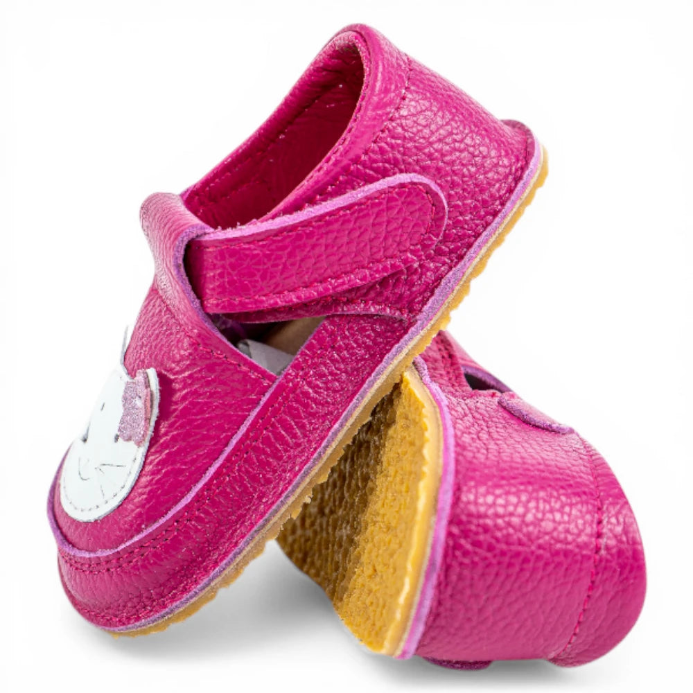 Pantofi barefoot din piele naturala Fuxia Pisicuta