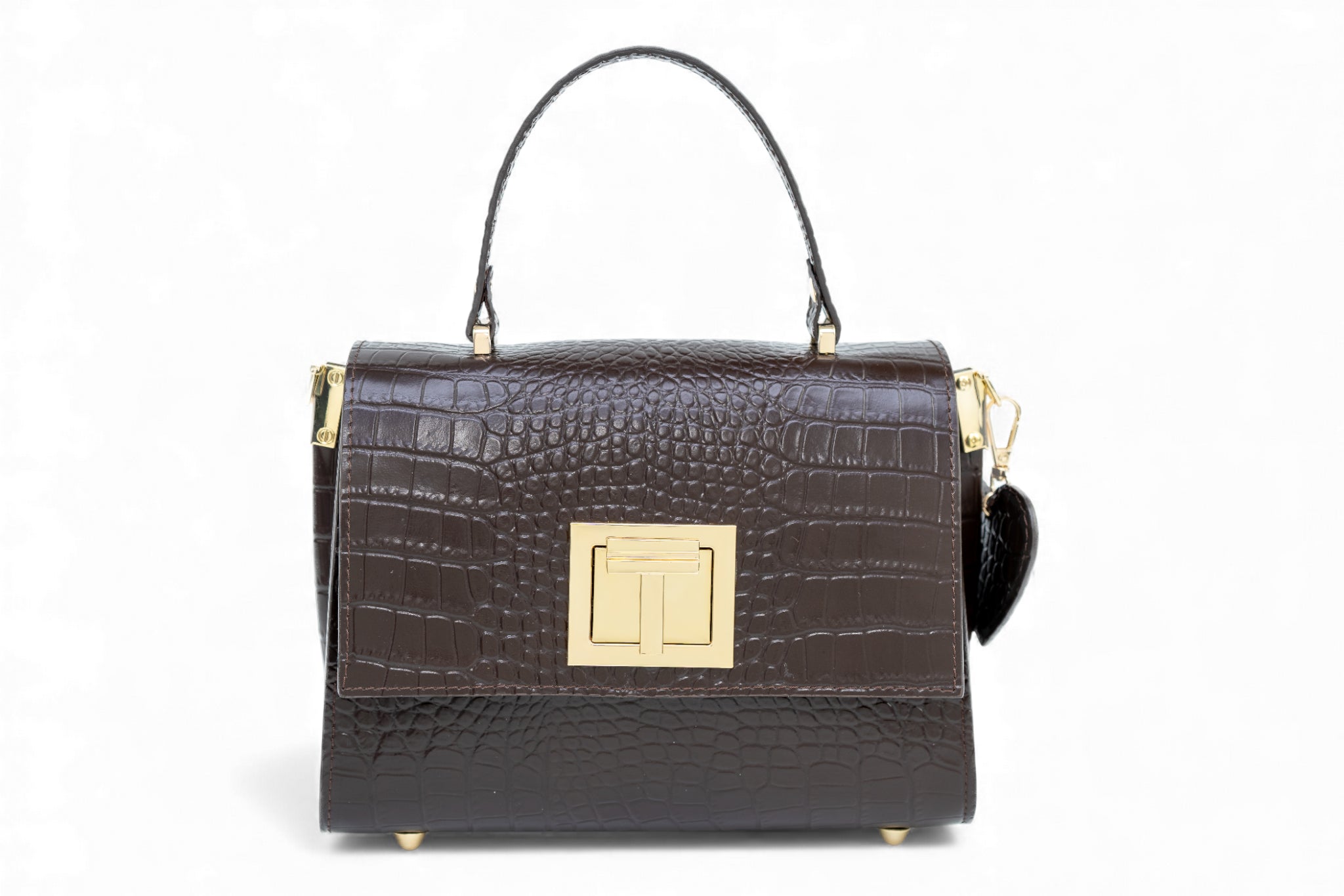 Geanta din piele naturala Espresso Croco MINI POLINE Imagine secundară a produsului