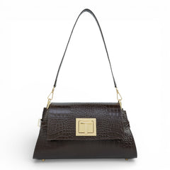 Geanta din piele naturala Chocolate Croco Bella